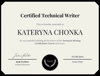 Certified Technical Writer